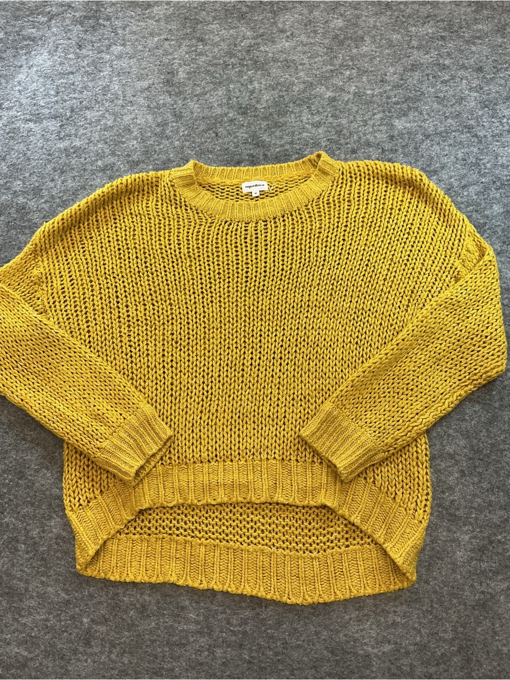 Superdown Yellow Chunky Knit Crewneck Sweater Size M